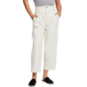 Free People Womens Jeans Cream Beige Size 6 Wide Leg Crop Stretch